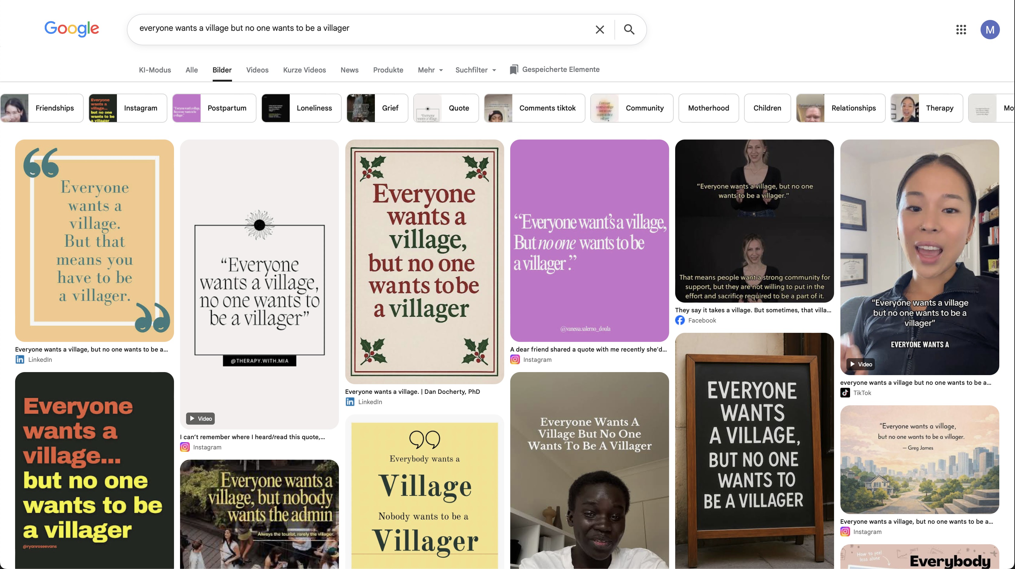 Google-Suchergebnis: everyone wants a village but no one wants to be a villager